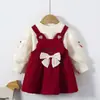 Novo Conjunto de Duas Peças para Meninas 2026, Roupa de Primavera e Outono, Vestido Colete Estiloso e Fashion para Bebês Meninas, Roupa Infantil