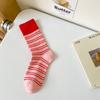 Calcetines de dopamina de primavera y otoño de algodón peinado absorbentes de sudor para mujer, calcetines sin hueso de rayas de colores, calcetines de estilo coreano hasta media pantorrilla.