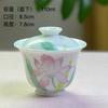 Juego de Té Kung Fu Iris Pintado a Mano Taza de Té Taza Individual Hogar Cerámica Tazón de Tres Tapas Color Bajo Cubierta Taza Maestra Taza Boca de Flor