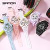 Relógios Digitais Sanda Masculinos e Femininos Modernos com Design da Moda, Relatório de Hora por Hora, Relógio LED com Duplo Display, Relógio de Pulso à Prova d'Água para Estudantes