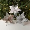 Novo Produto de Natal Enfeite de Árvore de Natal Lantejoulas Douradas Brilhantes Decorações de Flores de Natal de Renda Feitas à Mão
