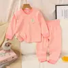 Conjunto Cálido de Cintura Alta para Bebé Ropa Infantil Estilo Coreano Ropa para Bebés y Niños Pequeños Conjunto de Dos Piezas Niños Niñas Primavera Otoño Nuevo Estilo