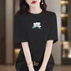 Camiseta de Manga Corta de Algodón Puro de Alta Gama para Mujer, Nuevo Estilo de Verano, Holgada, Talla Grande, Top Casual Adelgazante, Camiseta Estampada de Moda