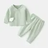 Conjunto Íntimo para Bebê Recém-Nascido Algodão Puro Primavera e Outono Asas de Velcro Divididas Roupas de Outono para Bebê Roupas de Monge para Recém-Nascido