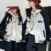 Jaqueta de outono com desenho para meninas coreanas novo modelo 2026 cardigã de outono infantil jaqueta baseball para crianças maiores roupas da moda