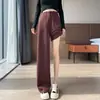 Traje Gris de Alta Gama Ajuste Delgado Pantalones de Pierna Ancha Mujer Otoño Nuevo Cintura Alta Caída Adelgazante Pantalones Casuales Pantalones de Pierna Recta Largo hasta el Suelo