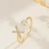 26 Letras del Alfabeto Inglés Anillo Abierto Microincrustado de Circonita Anillo de Cobre Chapado en Oro Estilo Europeo y Americano Venta Caliente Transfronteriza Personalizable