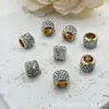 5*7mm Diamante de Tres Filas Agujero Doble Shamballa Cuentas de Agujero Grande Cuentas de Bola de Diamante de Cristal Accesorios de Tubo DIY Pulsera para Atraer Riqueza