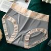 Roupa íntima feminina sem costura de seda gelada, shorts de renda sexy de seda pura, verão fino, cintura média, calcinhas respiráveis