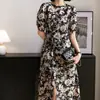 Vestido de Seda con Silueta de Planta para Mujer de Verano, Diseño Elegante, Ropa de Mujer Hangzhou Sijiqing, Vestido de Seda de Morera que Ceñe la Cintura