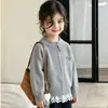 Cardigan Suéter Versátil Novo para Primavera e Outono 2026 para Meninas, Jaqueta Tricotada de Outono Estilo Coreano com Zíper para Meninos