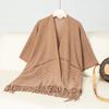 Poncho de Punto Calado de Color Sólido con Borlas para Mujer, Nuevo Suéter Casual Holgado Transfronterizo Europeo y Americano para Otoño e Invierno