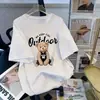 Camiseta Negra de Manga Corta para Mujer Primavera y Verano 2024 Nuevo Estilo Americano Retro Nicho Sentido del Diseño Todo Fósforo Top de Media Manga Ins Trendy