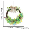 Guirlanda de Páscoa para Pendurar na Porta com Coelho, Ovos, Lírios, Fitas Coloridas, Decoração para Festa de Feriado, Ornamento de Suspensão de Guirlanda com Flores Artificiais e Vinhas