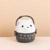 Bolsa de Lanche de Camada Única com Urso e Óculos para Trabalhadores de Escritório, Marmita Estilo Japonês para Estudantes, Marmita para Micro-ondas com Tampa Tropical