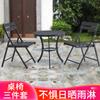 Mesa y Silla de Exterior Apartamento Pequeño Hogar Mesa y Silla de Comedor Decoración Estilo Industrial Combinación Sencilla de Mesa y Silla de Madera Plástica Mesa Redonda de Hierro