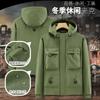 Chaqueta de trabajo con capucha de otoño para hombre, impermeable, para exteriores, a la moda, resistente al viento, con logotipo impreso personalizado.