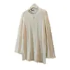 Talla Grande Mujer Nuevo Estilo Elegante Cuello Redondo Encaje de Ganchillo Hueco Diseño de Manga de Campana Moda Tendencia Top Adelgazante