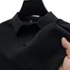 E-commerce transfronteiriço de fornecimento direto camiseta masculina de manga curta de seda gelada de verão gola lapela casual de alta qualidade gola respirável toque gelado