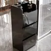 Mostrador de Herramientas para Barbería, Gabinete de Acero Inoxidable de Doble Cara para Salón de Peluquería, Almacenamiento con Cajones y Estante para Secadoras