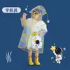 Capa de chuva infantil com capuz, impermeável para o corpo todo, à prova de chuva, padrão de desenho animado transparente, adequada para meninos e meninas, poncho para caminhada
