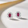 Pendientes de rubí de simulación exquisitos Hui Tan, ovalados, moda, moda, pendientes de temperamento, alta gama, generosos, pendientes para mujer