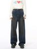MTLCLOTHES Jeans Rectos Sueltos de Moda para Hombre Otoño Nuevo Estilo Americano High Street con Costuras Desgastadas y Deconstrucción