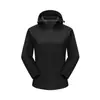 Cortavientos Ligero con Capucha Softshell para Exteriores de Otoño e Invierno, Chaqueta Cortavientos e Impermeable, Ropa Elástica para Senderismo de Pareja con Texto Impreso
