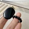 Juego de 2 Anillos de Abalorios Acrílicos Negros, Anillo Grande Cuadrado de Resina para Dedo Índice, Anillo de Diseño de Nicho, Anillo Geométrico
