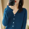 Nueva Chaqueta de Punto con Botones de Cuello en V para Mujer de la Colección Primavera y Otoño 2026, Top de Manga Larga, Chaqueta Cardigan Versátil Estilo Coreano