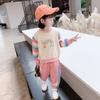 Traje de niña con escamas de pescado 65 Primavera y Otoño Nuevo Celebridad de Internet Estilo Extranjero Moderno de Dos Piezas Sudadera Moderna Arcoíris para Niños Grandes y Pequeños