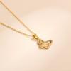 Venta caliente transfronteriza, collar de acero de titanio con trébol de cuatro hojas de la suerte, colgante de mariposa de circonita con incrustaciones CNC, joyería de acero inoxidable al por mayor