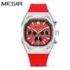 Nuevo Reloj MEGIR para Hombre Multifuncional Cronógrafo Calendario Cuadrado Moda Deporte para Hombres 2215