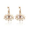 Pendientes de ojo de diamante de aleación exagerada de estilo europeo y americano, pendientes de perla de ojo de diablo retro, joyería de oreja de marca de moda femenina