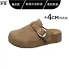 Em estoque~ Birkenstock de sola grossa sem calcanhar para mulheres, bico fechado, meio calce fácil, sapato casual de uma tira para pessoas preguiçosas