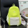 Mochila color block morado taro lechoso, llena de energía, estilo coreano, mochila de viaje ligera para chicas de secundaria y preparatoria