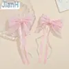 Pajarita de Perlas con Borlas Malla Lazo Accesorios para el Cabello Diadema Infantil Japonesa y Coreana Accesorios DIY para Ropa Bolsas