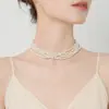 Collar de 5 capas de cuentas de vidrio con textura a la moda, collar multicapa de perlas retro elegante apilado, accesorios para cheongsam