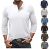 Camiseta masculina de manga longa lisa, gola Henley redonda, camiseta masculina de comércio exterior, mais vendida na Amazon, estilo europeu e americano, 2026