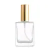 Botella rociadora cuadrada de vidrio transparente, 30-100 ml, tipo bomba, atomizador fino, para dispensar perfume, cosméticos y productos hidratantes