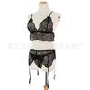 Comércio exterior Europeu e Americano Sexy Underwear Lace Perspective Three-point Tentação Set com Garter Belt Multi-piece Underwear 6042