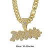 Colar Cubano de Venda Quente da Amazon Cross-Border Tk Liga de Metal Pingente com Letra Inglesa Dann Cravejado de Diamantes Corrente Longa Masculina