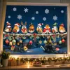 Tema Navideño Rama Búho Pájaro Pegatina para Ventana Vidrio de Escaparate Puerta de Cristal Decoración para el Hogar Pegatina Electrostática para Vidrio