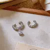 Aretes de clip para orejas con incrustaciones de diamantes de zirconia en forma de gota, transfronterizos europeos y americanos, para mujer, sin perforación, ear cuffs, modernos, exquisitos, versátiles