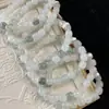 Pulsera de Jade Tianshan Cui para Mujer, Jade Natural de Xinjiang, Hilo de Oro Blanco, Cuentas Redondas, Pulsera de Flor Flotante, Venta al por Mayor