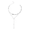 Joias Transfronteiriças Europeias e Americanas, Colar Longo Elegante em Y com Franja de Strass, Corrente Elegante Empilhada para Clavícula Feminina
