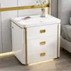 Mesa de Cabeceira Inteligente Segura com Design Moderno Minimalista Integrado, Carregamento Sem Fio, Trava de Impressão Digital e Bluetooth