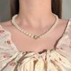 Colar de pérolas Shijia feminino nicho leve design de luxo moda de ponta elegante colar de corrente de clavícula corrente de lã corrente de contas