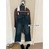 Suxinlan/YOUMO Coleção Outono Jeans Flare Cropped Francês Four-Way Stretch Cintura Traseira Design com Botão Paris 17527