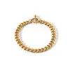 Estilo INS Tendencia Hebilla de Nutria Acero Inoxidable Pulido Redondo Pulsera Cubana Celebridad de Internet Explosivo Simple Pulsera de Acero de Titanio Oro de 18 Quilates Pulsera